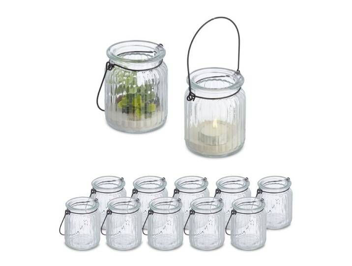 Relaxdays Lot de 12 photophores transparents