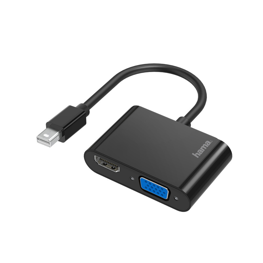 Hama Mini DisplayPort naar HDMI en VGA (D-Sub) Adapter, Recht, Mannelijk naar Vrouwelijk