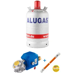 1x Alugas 11 kg Flasche + Safedrive Paket 30mbar Flaschenanlage