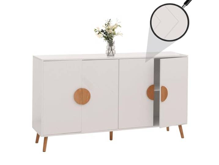 Mendler Sideboard HWC-N89 88x150x40cm Fischgrätenmuster Melamin Holz - weiß