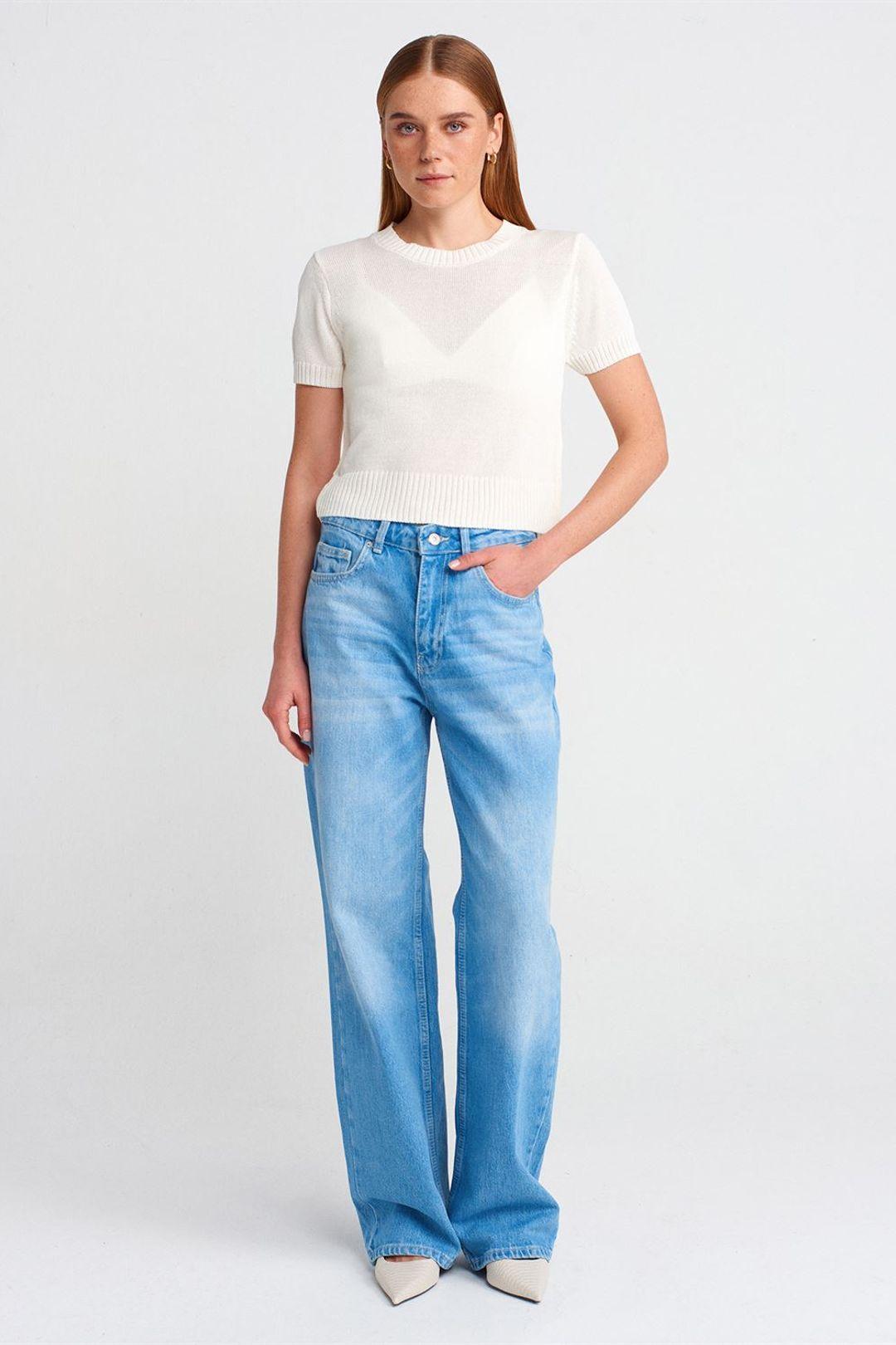 Hochtaillierte weite Baumwoll-Denim-Jeans