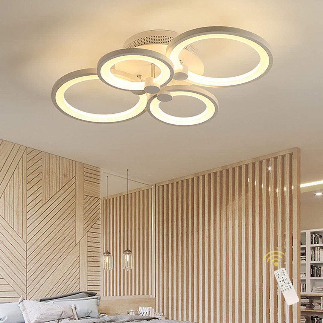 Blue Elephant Elora 4-Light 56cm Acrylic LED Dimmable Flush Mount White 10cm H X 56cm W X 42cm D
