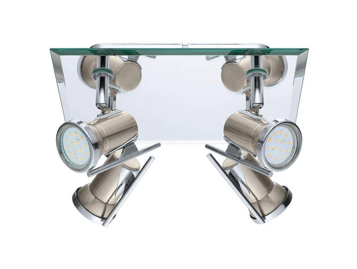 Eglo Deckenspots, Chromfarben, Nickelfarben, Metall, Glas, 24x10x24 cm, Lampen & Leuchten, LED Beleuchtung, LED-Strahler & LED-Spots