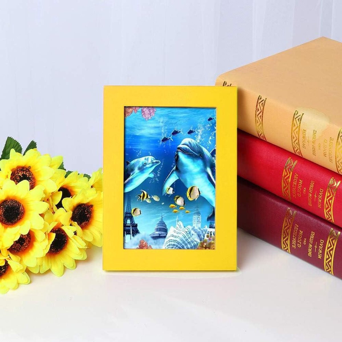 Houten Fotolijst Decoratie Frame met Houten Clips - 7 Inch - Oranje