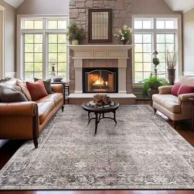 World Rug Gallery Vintage Distressed Washable Non-Slip Area Rug