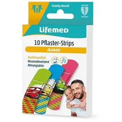 Lifemed Pflaster-Strips 6 cm x 1,7 cm farbig "Autos" 10 Stück 6 Packungen à 10 Stück = 60 Stück