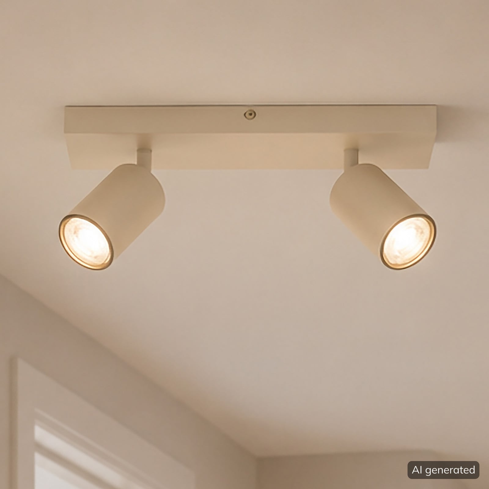 home24 LED-plafondlamp Jello beige, metaal, B: 32 cm, D: 13 cm, H: 12 cm, GU10