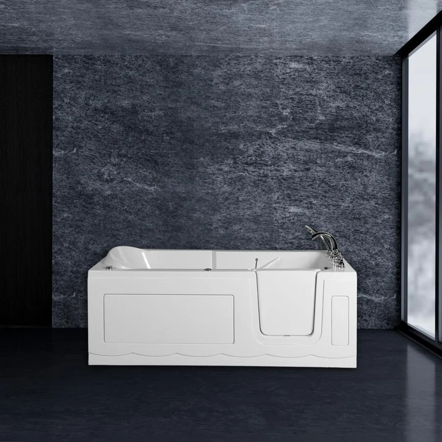 PureHaven Seniorenbadewanne 170x75 cm Sitz- und Whirlpool mit Massagedüsen integrierte Tür für leichten Einstieg pflegeleichte Oberfläche