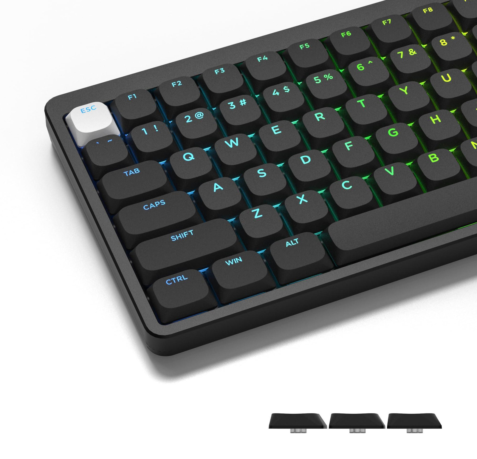 Selius Doorzichtige Low Profile Keycaps, 143 Toetsen, PBT, Zwart