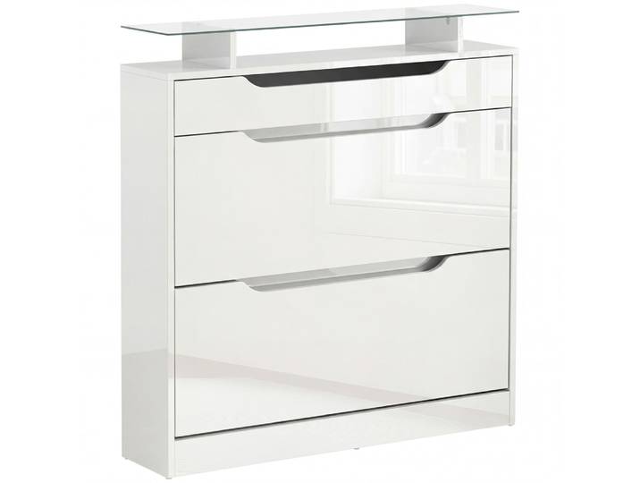 Meuble à chaussures style contemporain 89 x 23 x 96 cm blanc