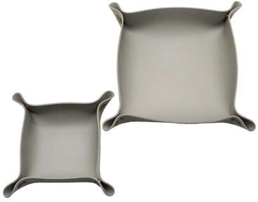 Uplift Essentials Collapsible Faux Leather Valet & Desktop Storage Tray grey