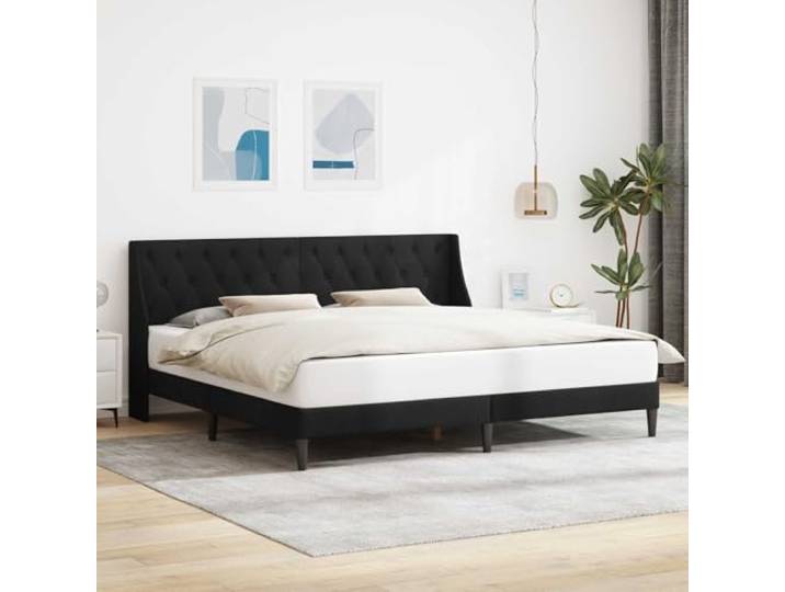 YUOTYRKTEJRSG Samt Bettrahmen modernes Design 180 x 200 cm Schwarz Bettrahmen mit Kopfteil Schwarz 180x200 cm Samt Bettgestell mit Lattenrost Polsterbett Modernes Design mit Samtbezug für
