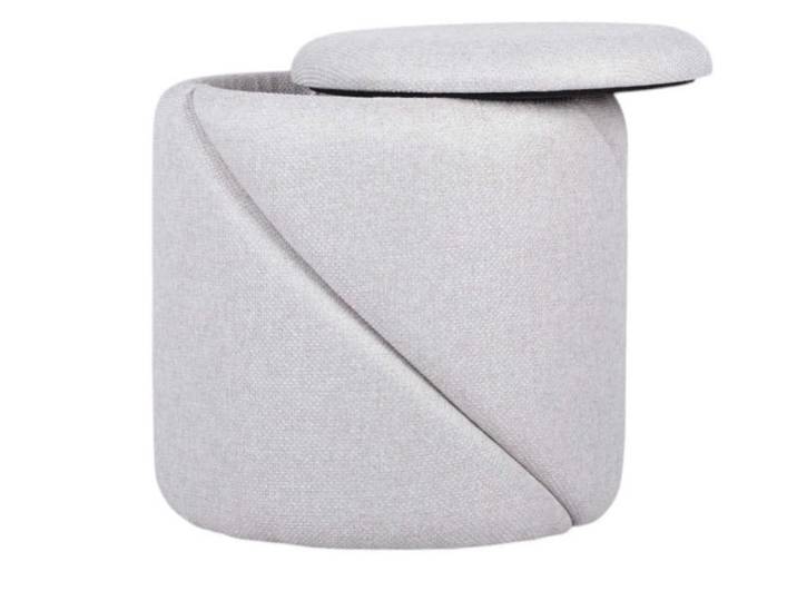 Pouf rond en tissu beige ø42 cm barbabelle beige