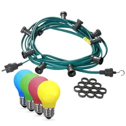 Illu- Party Garten Außenlichterkette 40m grün 40x bunte LED Tropfenlampen