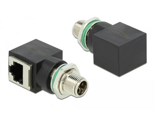 Delock M12 / RJ45 Netzwerk Adapter [1x M12-Stecker - 1x RJ45-Buchse] Schwarz