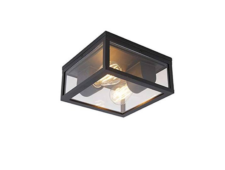 Qazqa charlois - Plafonnier - 2 lumière - L 24 cm - Noir - Design - éclairage extérieur - Salle de bains