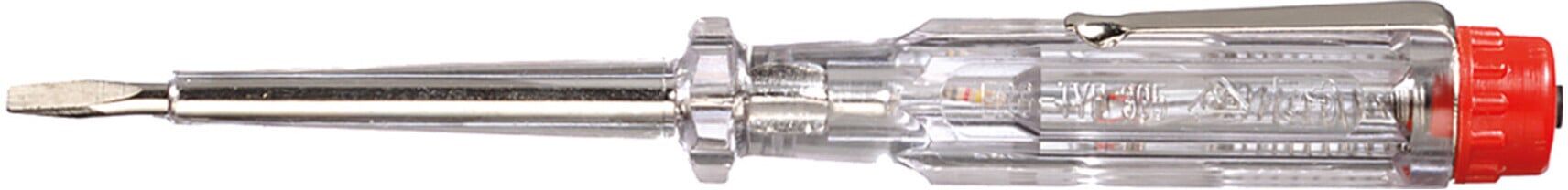 Wiha Spannungsprüfer 220-250 Volt Schlitz transparent, mit Ansteckclip 3,0 mm x 60 mm (05271)
