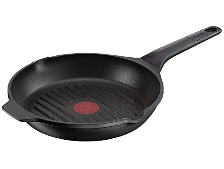 Tefal Robusto Aluguss Grillpfanne 26 cm, Bratpfanne Induktion mit Antihaftversiegelung, Thermo-Signal bei idealer Brattemperatur, für alle Herdarten geeignet, spülmaschinengeeignet, E24940