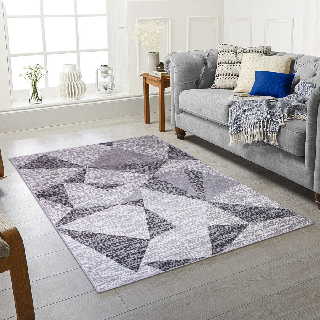 George Oliver Casandra Rectangle Geometric Dhurrie Washable Black Rectangle 160 x 230cm
