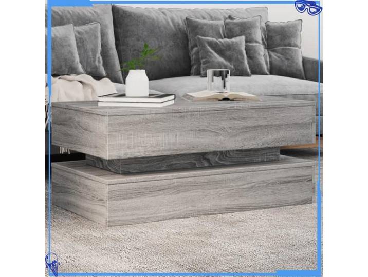 Table basse avec lumières LED sonoma - 90x50x40 cm - Bois d'ingénierie - Gris - Élément Décoratif Remarquable - Pour Salon