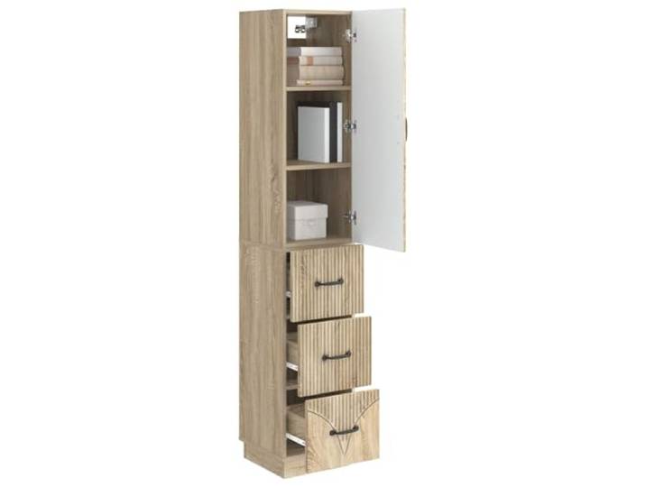 KTHLBRH Schrank-Set 2 Stück Eiche Sonoma 33 x 34,5 x 87 cm Technisches Holz, Schiebetüren, 3 Schubladen, 2 Einlegeböden, für Wohnzimmer oder Büro