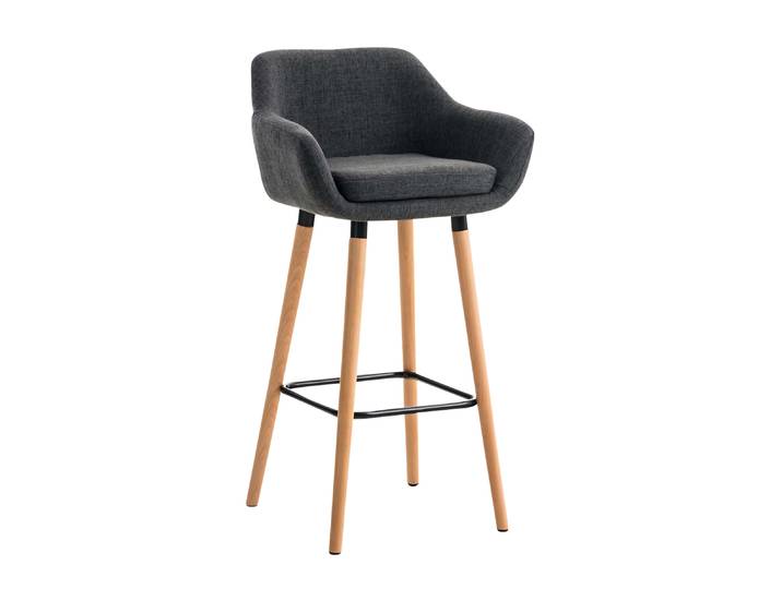 TPFLiving Barhocker Grande Gestell Holz Stoff - Dunkelgrau