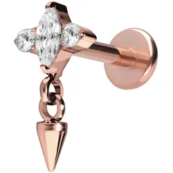 Titan Labret mit Innengewinde EINGEFASSTE KRISTALLE + SPITZE