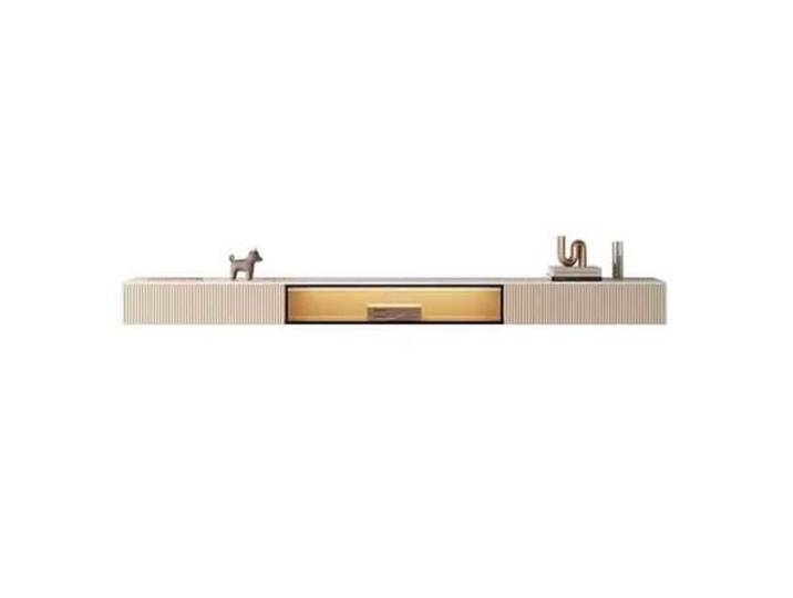 Vfs8dQ5kt Medieneinheit Schwebender TV-Ständer, wandmontierte TV-Konsole mit Schiefer-Tischplatte(160cm)