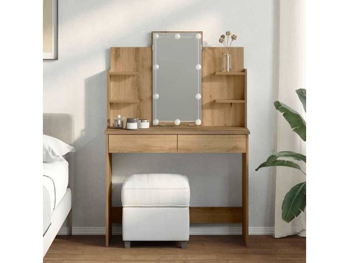 Coiffeuse femme Moderne/Coiffeuse avec lumières LED - 1 Personne - chêne artisanal 96x40x142 cm 88344094019