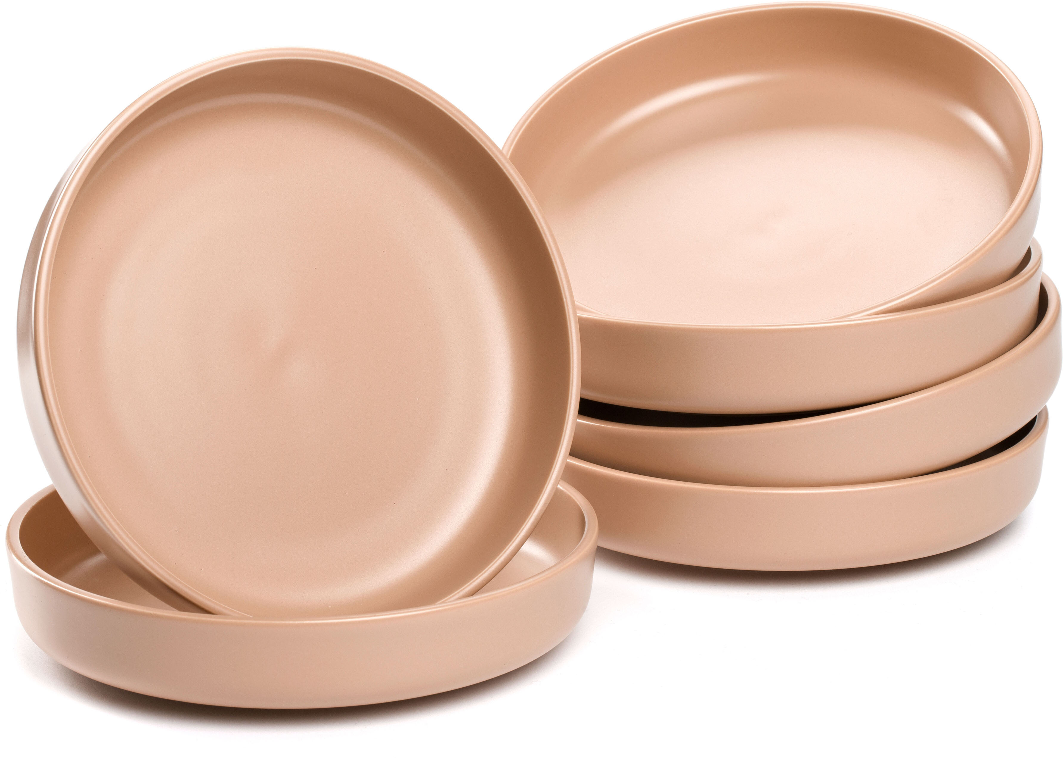 Teller-Set LEONARDO "Suppenteller ROMA, Keramikteller, ca. 20 cm, 6-teilig", rot (apricot), 6 Stk., Keramik, Geschirr-Sets, Teller-Set, Teller Set, Geschirr-Set, Service, spülmaschinengeeignet