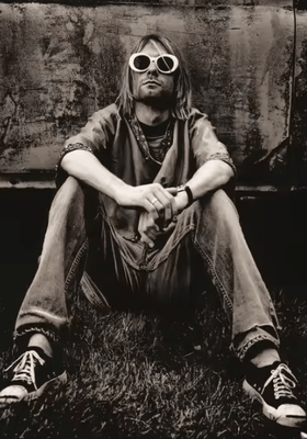 Inspire Curations Vintage Kurt Cobain Black & White Canvas Poster Retro Rock Wall Art Decor l 30x40cm No Frame