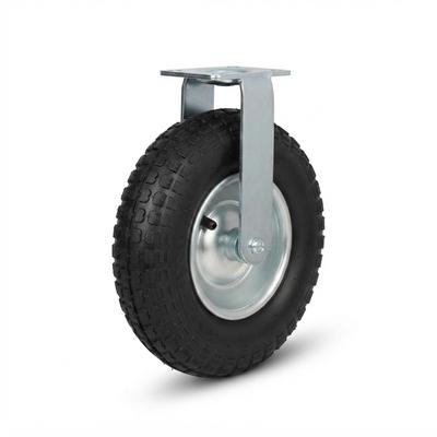 Relaxdays Bockrolle, 3.50-6, Traglast 120 kg, Gummi, Stahlplatte, luftbereift, Schwerlastrad, Gummirolle, schwarz/silber
