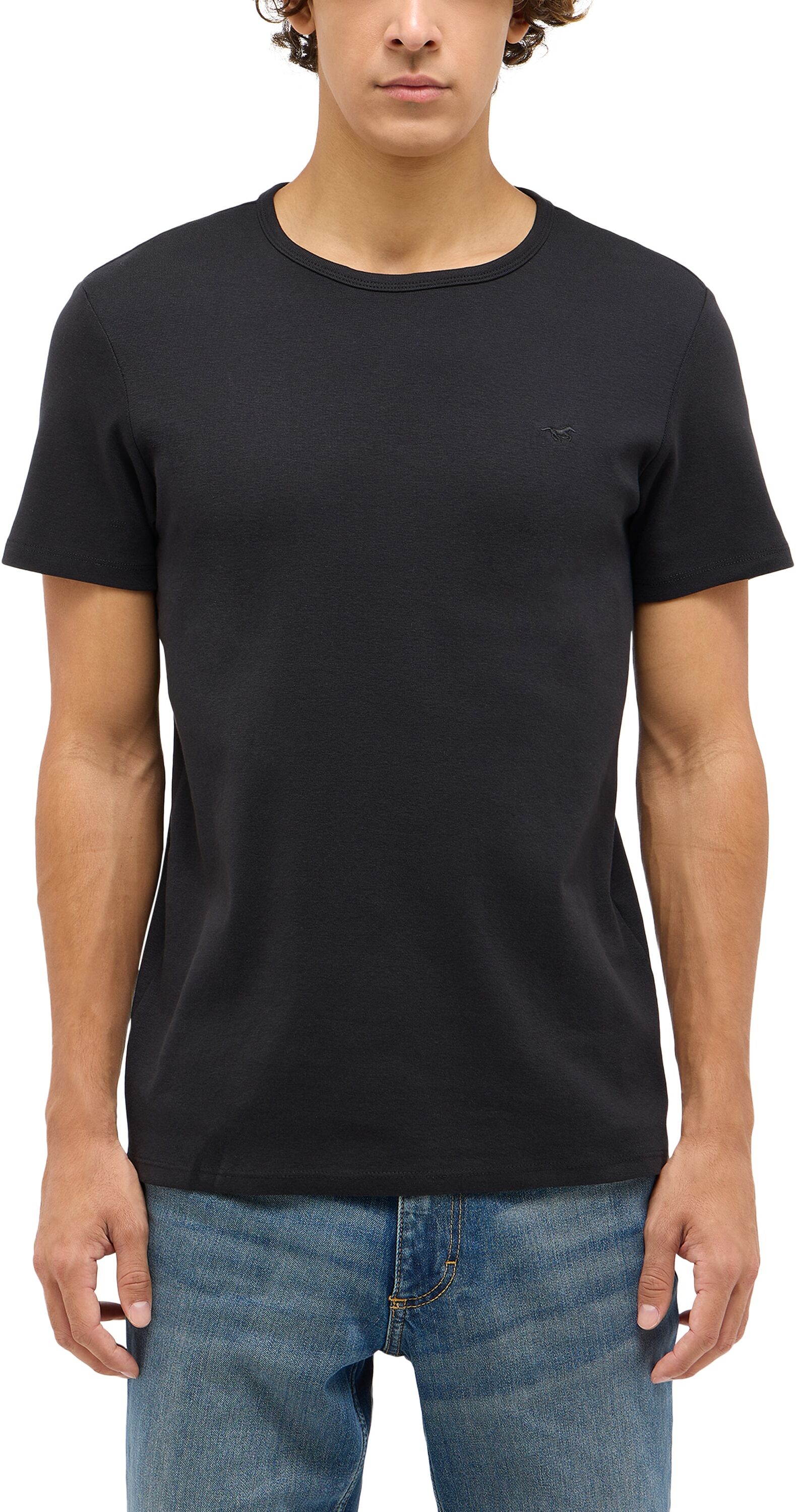 Kurzarmshirt MUSTANG "Herren Style Allen", Herren, Gr. M, schwarz, Strick, 100% Baumwolle, Rundhals, Shirts Kurzarmshirt schwarz M