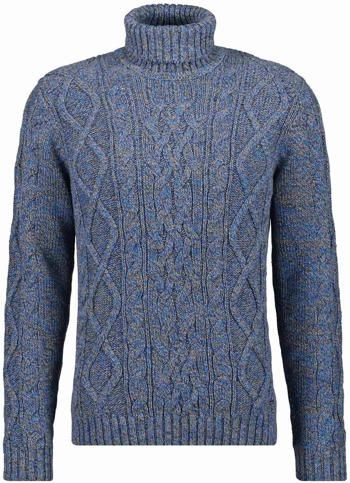 Rollkragenpullover RAGMAN, Herren, Gr. 58, blau (blau, 174), Strick, 100% Baumwolle, ohne Ausschnitt, Pullover Rollkragenpullover blau, 174 58