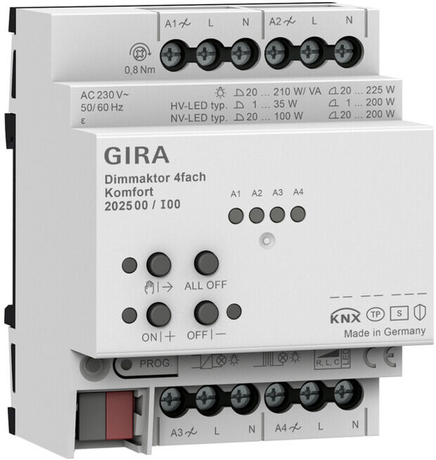 Gira Actionneur de gradation 4 canaux REG KNX Secure 202500 (202500)