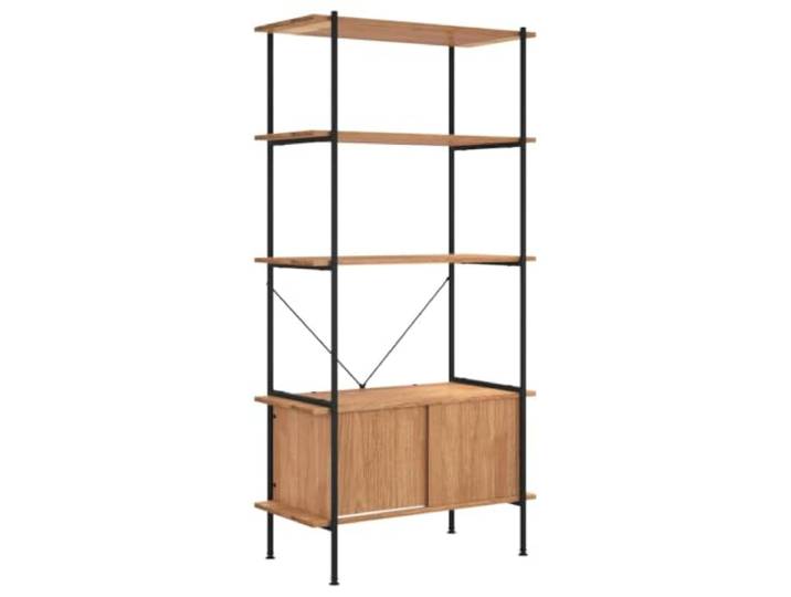 KGHERMDF Standregal mit 5 Böden und Schrank, 80x40x163 cm Robuste Stahlkonstruktion, viel Stauraum, mit Wandhalterung, für Wohnzimmer, Büro