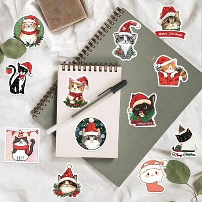Modern Mode Marketplace Aesthetic Christmas Cat Stickers Pack For Scrapbook Toy Diary Kids Laptop Graffiti Decoration Aesthetic Christmas Cat Stickers Pack For Scrapbook Toy Diary Kids Laptop Graffiti Decoration