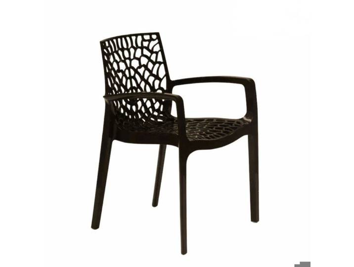 Chaise en Polypropylène avec Accoudoir Fauteuil Design pour Jardin Gruvyer Arm - Marron