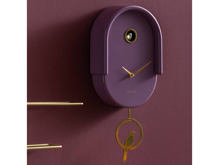 Wandklok Tweet mauve