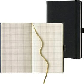 Lediberg Notizbuch Tucson ca. DIN A5 kariert, schwarz Hardcover 240 Seiten
