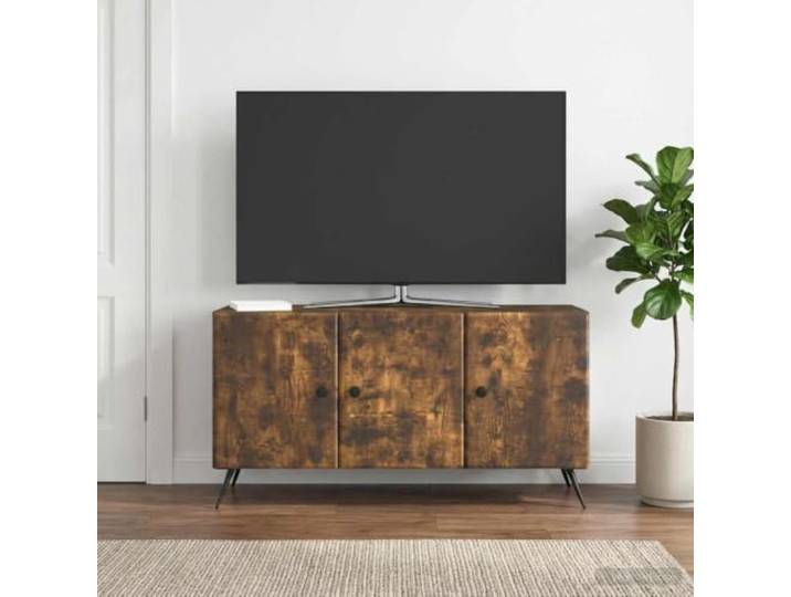 GKMBCVDFR TV-Schrank Gerauchte Eiche 99 x 34,5 x 50 cm Holzwerkstoff Kabelmanagement, einfache Montage, viel Stauraum, modernes Design, stabile Bauweise