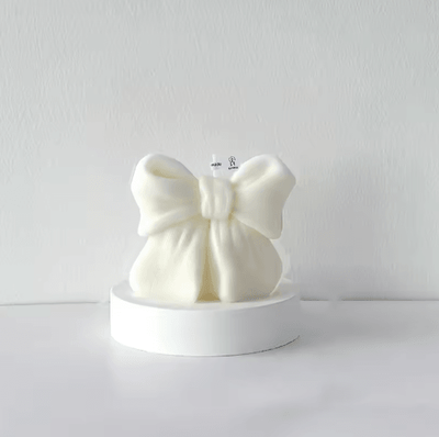 Inspire Picks 3D Bow Knot Soy Wax Aromatherapy Candle Handmade Scented Decorative Candle For Home & Gifts white 1pc
