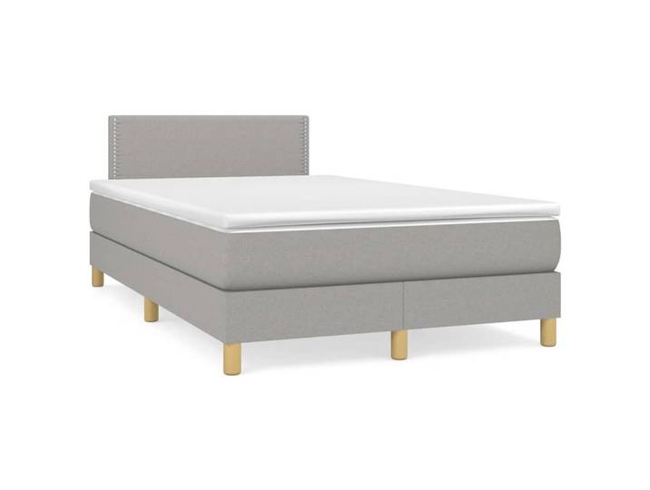 furnicato Bett Boxspringbett Hellgrau 193x123x78/88 cm mit Taschenfederkernmatratze (1-tlg), Kama-Bett mit höhenverstellbarem Kopfteil und mittelharter Stützkraft