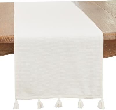 Saro Lifestyle Timeless Simplicity Tassel Table Runner