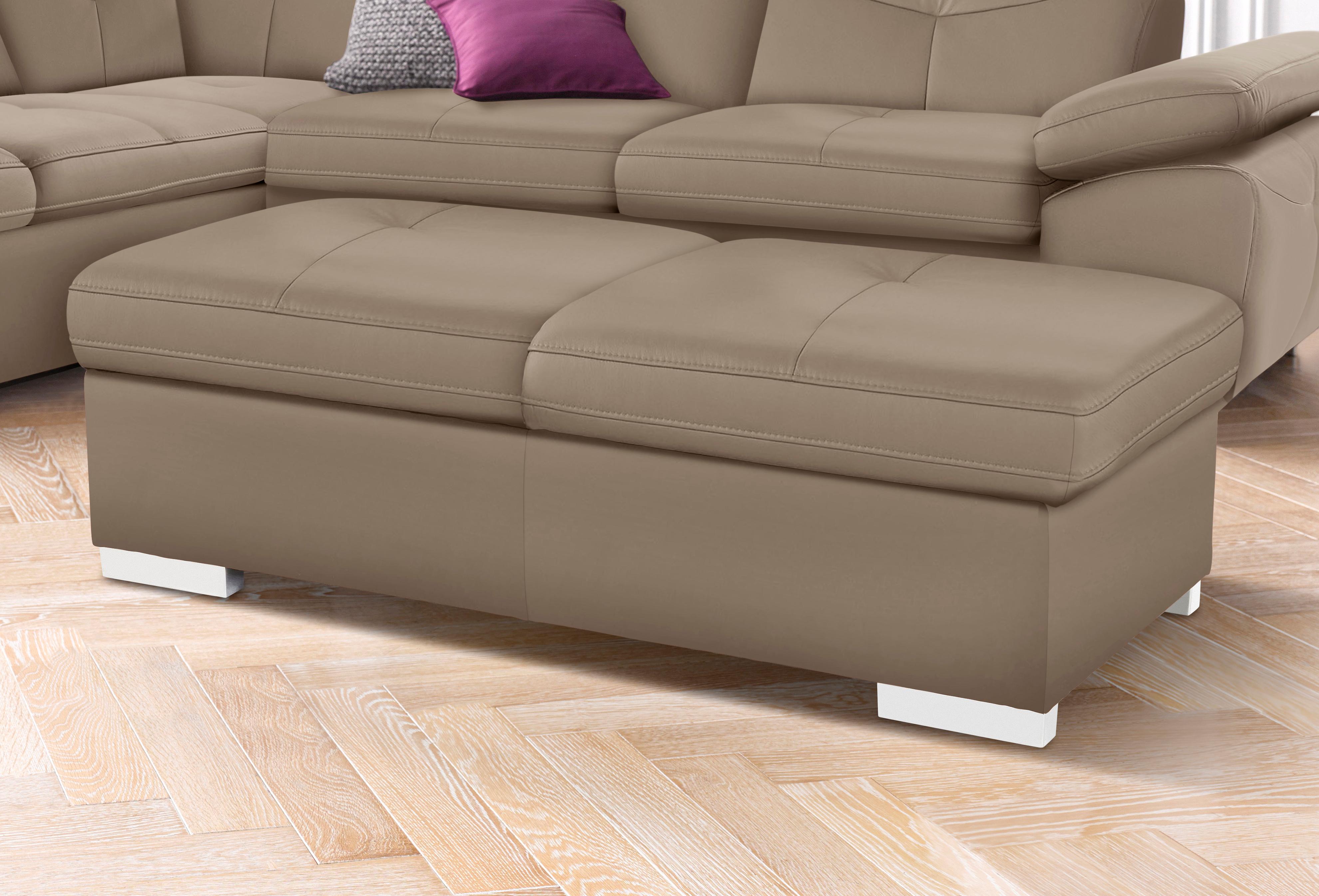 Hocker EXXPO - SOFA FASHION "Spring Bankhocker, guter Sitzkomfort und tolle Verarbeitungsdetails", braun (schlamm), B:140cm H:44cm T:67cm, NaturLEDER (echtes Rindsleder) in Sitz und Rücken. Korpus in passendem Kunstleder SOFTLUX bezogen;Luxus-Microfaser (