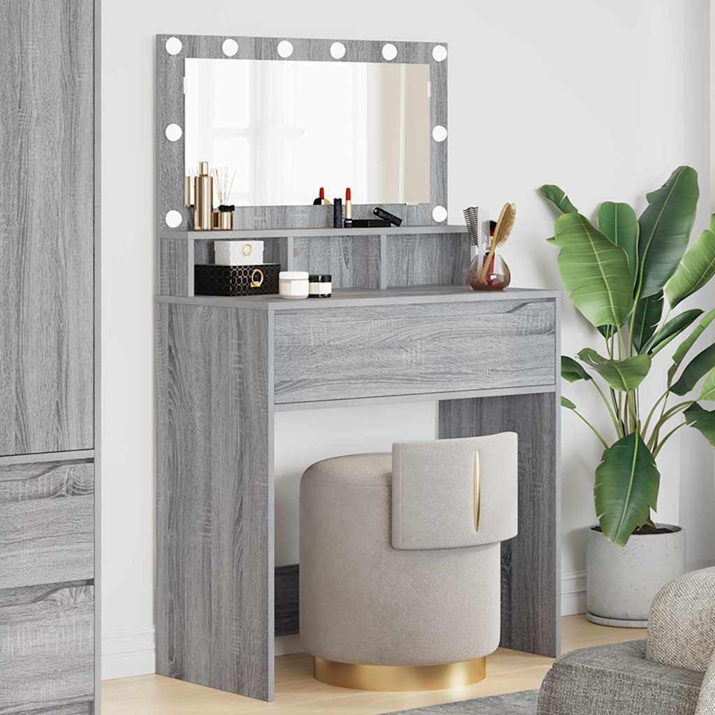 East Urban Home Dressing Table Grey Sonoma 135cm H X 80cm W X 39.5cm D