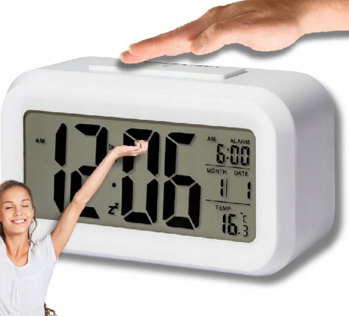 Digitale wekker met thermometer en snooze-functie