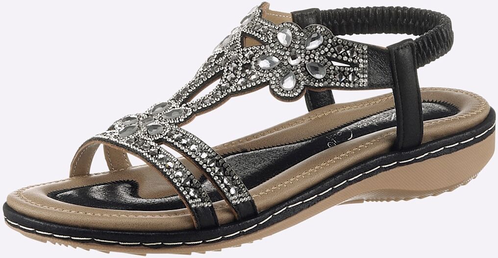 Sandale ANDREA CONTI, Damen, Gr. 37, schwarz, Textil, Schuhe Sandale schwarz 37