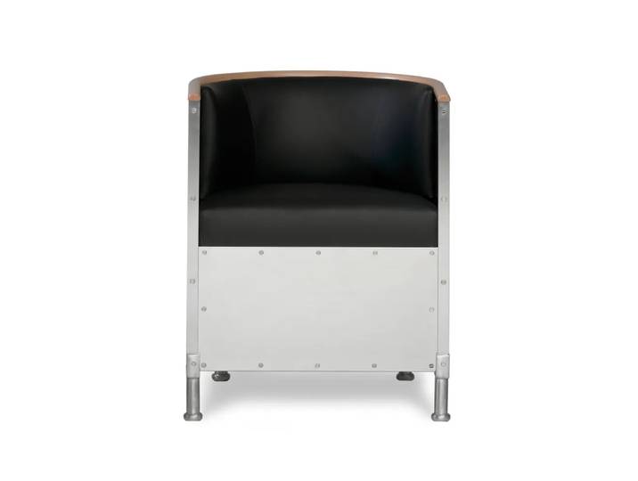 Källemo Fauteuil aluminium brossé mat Cuir Tärnsjö noir-noyer