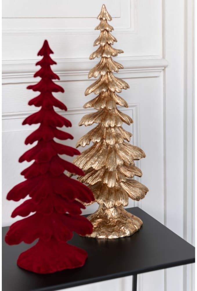 J-line Sapin décoratif en polyrésine rouge 14.5x9x36 cm Rouge 15x36x9cm